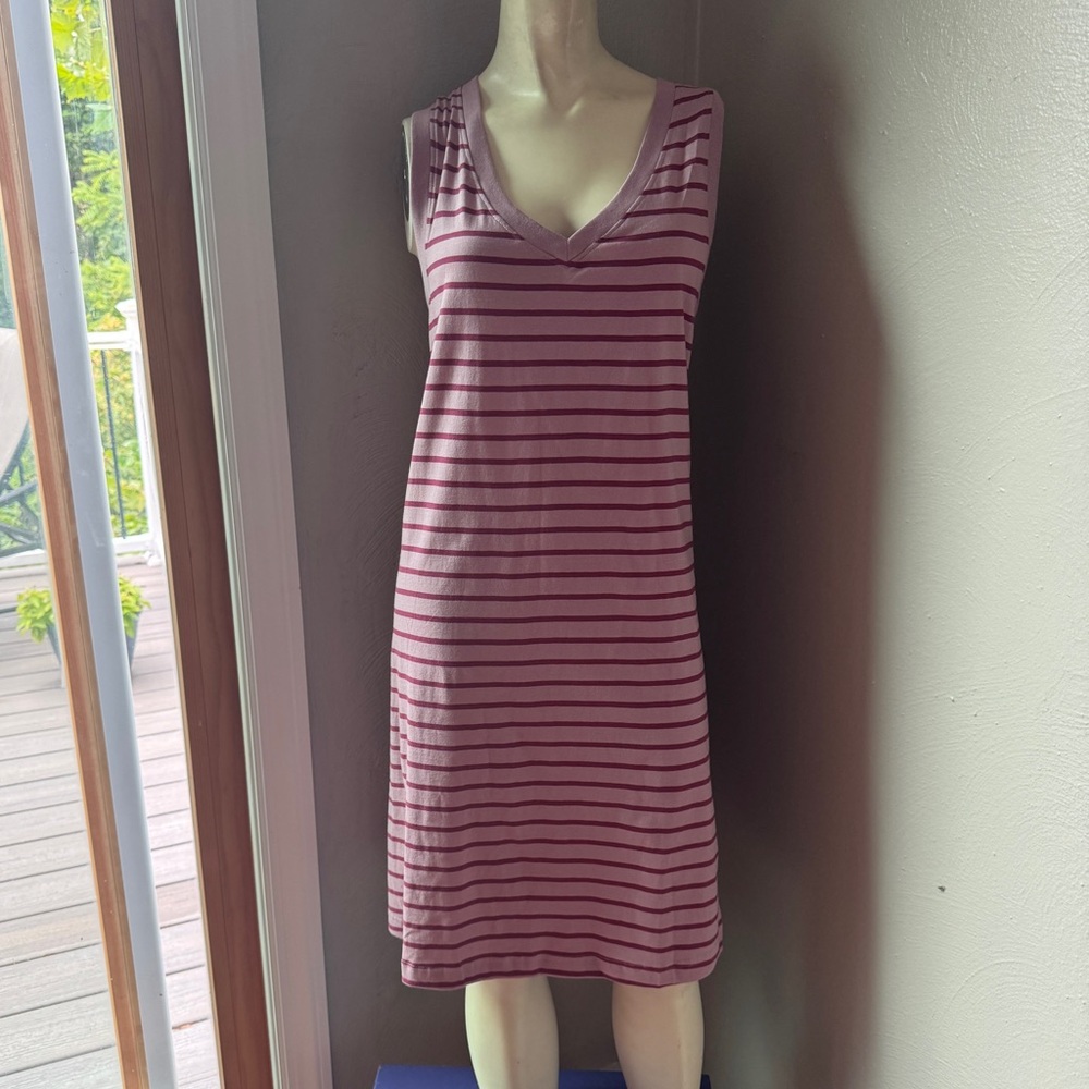 Pact striped organic cotton sleeveless  dress size small